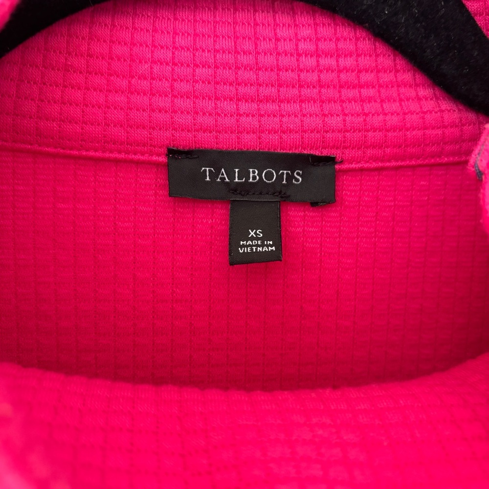 Talbots‎ Pink Waffle Knit Mock Neck Pullover Sweater Button Shoulder Pocket XS - Picture 6 of 13
